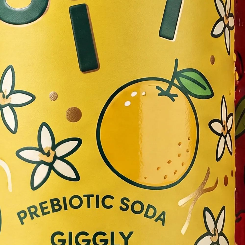Close-up of the hand-drawn yuzu illustration on the Yuzu can